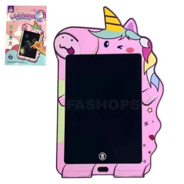 Imagem de Lousa Magica Tablet LCD Unicórnio Infantil Educativa Digital, Rosa