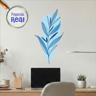 Imagem de Adesivo Floral Boho Azul Estilo Nórdico 31x60 Minimalista Mod.03
