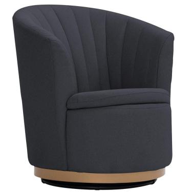 Imagem de Poltrona Giratória Ouro Fosco évora Bouclé Cinza Azulado - Nexta Casa