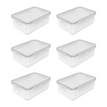 Imagem de Kit de potes organizadores de geladeira retangular Ou 6 peça