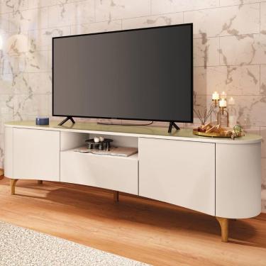 Imagem de Rack Bancada Tv 80 Pol 201cm Desing Orgânico Yang Off/champanhe H01 - Mpozenato