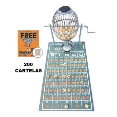 Imagem de Bingo Profissional Nº 1 pequeno Globo Metálico com 200 cartelas - TRÊS