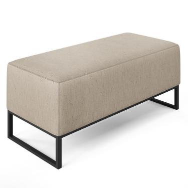 Imagem de Puff Decorativo Para Sala De Estar Cléo W01 Base De Ferro 90 Cm Linho Bege - Lyam Decor