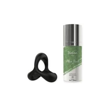 Imagem de Kit Anel Peniano e Gel Prolongador Black Rider + I Hot Plus Time em Silicone 4,5CM X 5,0CM X 3,6CM Preto para Momentos