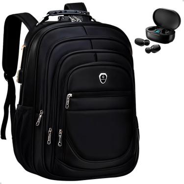 Imagem de Kit Mochila Grande Executiva Espaço Notebook + Fone de Ouvido Bluetooth Musica-Masculino