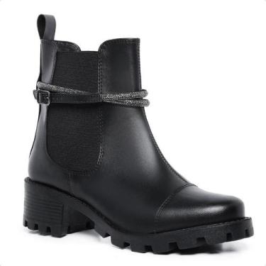 Imagem de Coturno Feminino com Cordao e Strass - Novo Hábito, Preto, 35