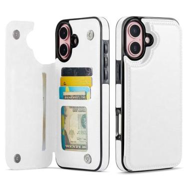Imagem de Capa Carteira Wefor para iPhone 16 Plus em Couro PU Branco