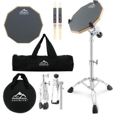 Imagem de Pacotes Drum Pad Stand EASTROCK Practice de 30 cm com baquetas