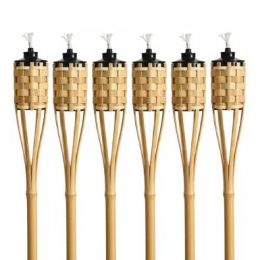 Imagem de Kit 6 Tochas Bambu Decoração Casa Luau Festa Natal Ano Novo - Genérica