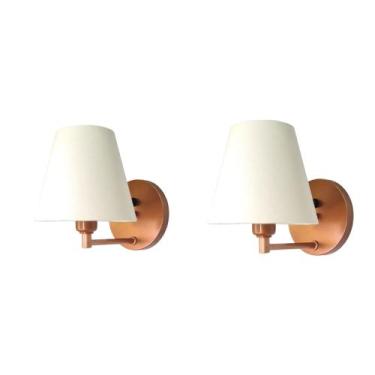 Imagem de Kit 2 Arandelas Clássica Cobre Cúpula Branca Interruptor - Lumi Life I