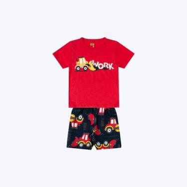 Imagem de Conjunto Camiseta Manga Curta E Bermuda Moletom Infantil Menino Kyly 1