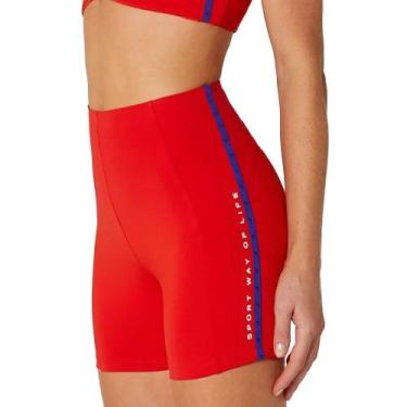 Imagem de Bermuda Alto Giro Sport Way Of Life Feminina, Vermelho, Azul, M