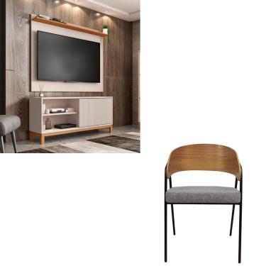 Imagem de Kit Sala Copa Painel Rack Jace + Cadeira Poltrona Aero Caemmun