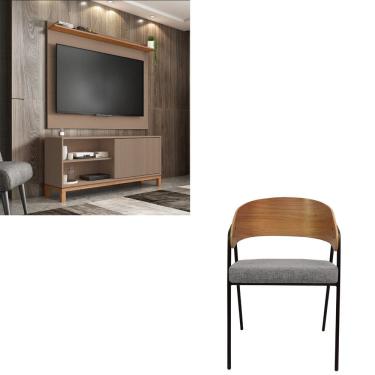 Imagem de Kit Copa Sala Painel Rack Jace + Cadeira Poltrona Aero Caemmun