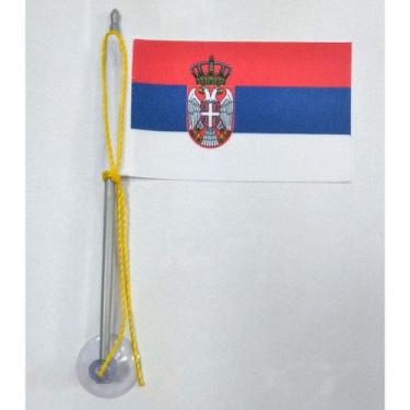 Imagem de Mini Bandeira Sérvia C/ Ventosa Poliéster (5,5cm X 8,5cm) - SP Bandeir