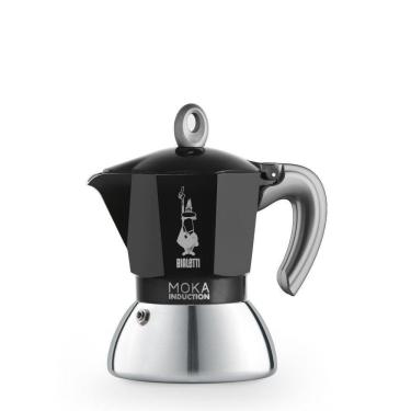 Imagem de Cafeteira Moka Indução 2 Xícaras Alumínio e Aço Inox Preta Bialetti