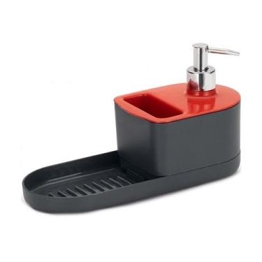 Imagem de Porta Detergente 10cm Por 24,5cm Com Suporte Para Bucha e Sabão Vermel