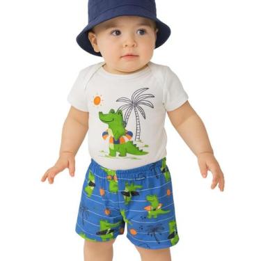 Imagem de Conjunto Bebê Menino Body e Shorts Kyly, 9 a 12 meses, Branco