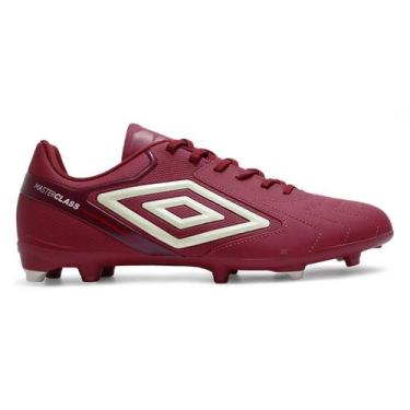 Imagem de Chuteira Campo Umbro Master Class Club Masculina, 40, Bordô, Bege