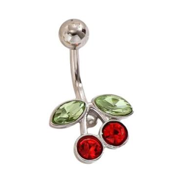 Imagem de Piercing De Umbigo Feminino 14G Banhado a Ouro 18K Com Design De Cerej