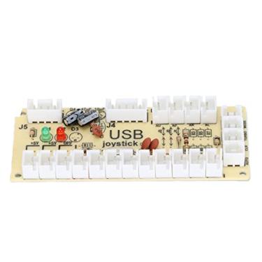 Imagem de Kafuty-1 Placa codificadora USB Zero Delay Arcade, botão USB para joystick para PC MAME Raspberry Pi Retro, com fio de botão de 2,8 mm e cabo de joystick de 5 pinos (QM070916 (único))