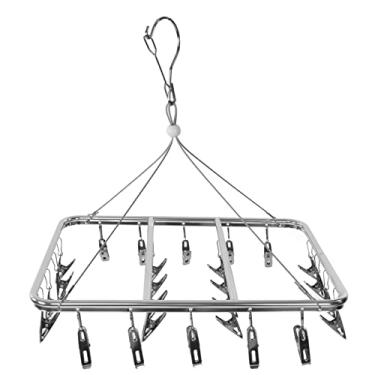 Imagem de Cabide, liga de alumínio à prova de amplamente usa rack de secagem de roupas giratório resistente à corrosão com 26 clipes de mola para quarto para varanda para exterior