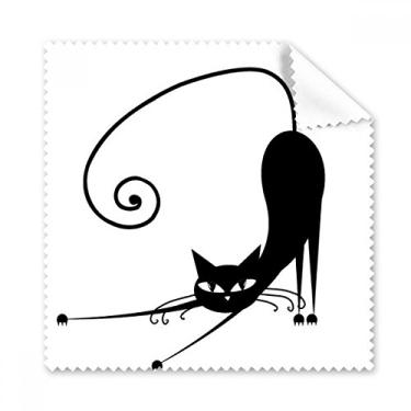 Imagem de Pano de limpeza para limpeza de tela de telefone com desenho de gato preto elástico Halloween 5 peças