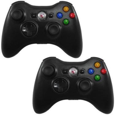 Imagem de Kit Com 2 Controles Para Xbox 360 Sem Fio - A Pilha