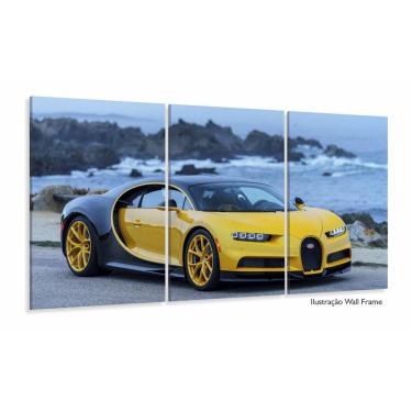 Imagem de Quadros Carros Bugatti Amarelo 120x60 em Tecido