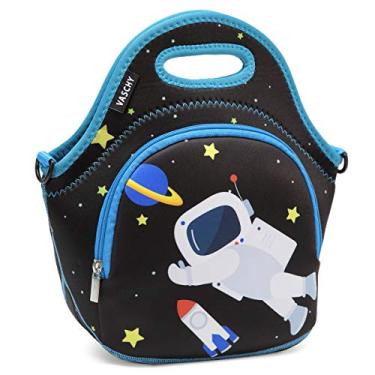 Imagem de Lancheira para Crianças, VASCHY Saco de Almoço de Neoprene Leve Lancheira para Meninas Meninos da Escola Creche Jardim de Infância,Astronauta