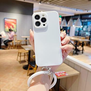 Imagem de Capa de telefone de pulseira de pulso de cor doce para iPhone 13 12 11 Pro Max Mini XR XS X 8 7 Plus 6 6S 5 SE 2022 Capa de silicone fosca macia, branca, para iPhone 5 5S SE