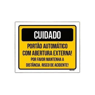 Imagem de Placa Sinalização - Cuidado Portão Abertura Externa 27X35