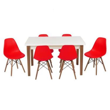 Imagem de Conjunto Mesa De Jantar Luiza 135cm Branca Com 6 Cadeiras Eames Eiffel