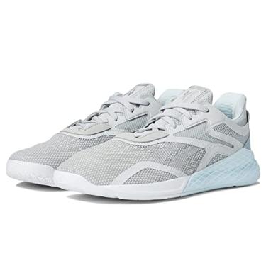 Imagem de Reebok Tênis de corrida feminino Nano X Cross Trainer, Cinza/Calçado Branco/Vidro Azul, 10