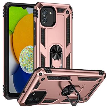 Imagem de BoerHang Capa para Motorola Moto G31 4G, resistente, à prova de choque, proteção de camada dupla TPU + PC, capa de telefone Motorola Moto G31 4G com suporte de anel. (ouro rosa)