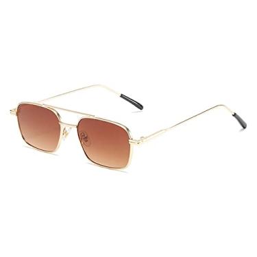 Imagem de Óculos de Sol Masculino Feminino Retro SteamPunk Estilo Armação de Metal Lente Colorida Óculos de Sol Moda Óculos Gafas Sol Mujer Uv400, C4 Marrom, Tamanho Único