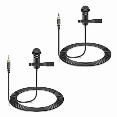 Imagem de Pacote com 2 microfones de lapela Lavalier compatível com sistema sem fio Sennheiser, microfone condensador omnidirecional para YouTube, palestras, apresentações de vida