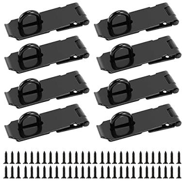 Imagem de JOIKIT Pacote com 8 fechaduras de porta de 10 cm, trava de trava de ferrolho de aço inoxidável preto, ferrolho de cadeado para portão de porta
