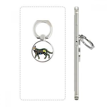 Imagem de Suporte de anel de telefone terror Halloween gato preto osso coração suporte de laço ajustável