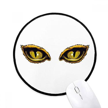 Imagem de DIYthinker Tapete de mouse para decoração de olho de gato animal de desenho animado desktop escritório tapete redondo para computador