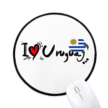 Imagem de DIYthinker I Love Uruguay Word Flag Love Heart Illustration Mouse Pad Desktop Office Round Mat para computador