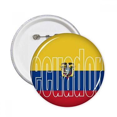 Imagem de Emblema de bandeira do país do Equador com nome e alfinetes redondos para decoração 5 peças