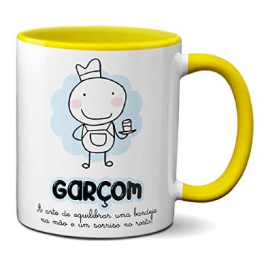 Imagem de Caneca Garçom Arte De Equilibrar Uma Bandeja Com Sorriso (Amarela)