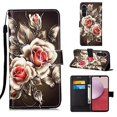 Imagem de Capas de telefone de negócios de luxo Samsung Galaxy A14 5G capa de couro com slots de cartão impressos clipe de carteira anti-queda à prova de choque capa de telefone Samsung A14 5G capas (2, Samsung A14 5G)