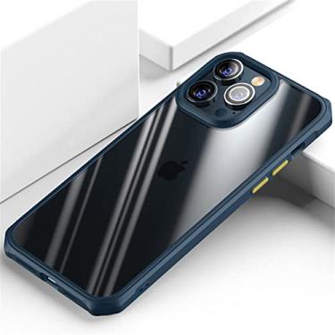 Imagem de Capa protetora à prova de choque de armadura de luxo para iPhone 13 12 Mini 14 11 Pro XS Max XR X 8 7 Plus Moldura macia Capa traseira transparente, azul marinho, para iPhone XS MAX