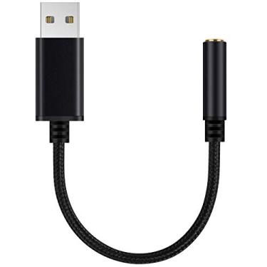 Imagem de Cabo adaptador de fone de ouvido de áudio USB para conector de 3,5 mm, placa de som estéreo externa compatível com USB para TRRS 4 polos, conectores de plugue compatíveis com laptop, PC, Mac, PS4 etc.