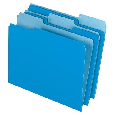 Imagem de Pastas de arquivo Office Depot, letra, corte 1/3, azul, caixa com 100, 97661