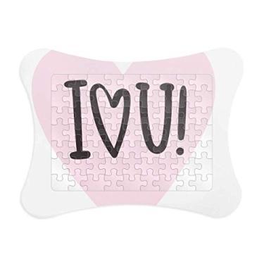 Imagem de Moldura de quebra-cabeça com citação rosa I Love You Jogo de papel para casa