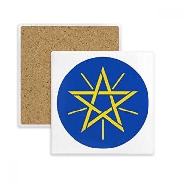 Imagem de Porta-copos quadrado com emblema nacional da África Erhiopia Africa Porta-copos com pedra isolante
