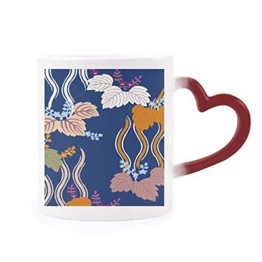 Imagem de Caneca com pintura de folhas de cultura japonesa sensível ao calor, caneca de grés que muda de cor vermelha